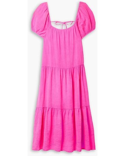 Honorine Elodie Tiered Cotton-gauze Midi Dress - Pink