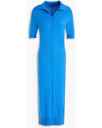 N.Peal Cashmere Hemdkleid in midilänge aus einer baumwoll-kaschmirmischung - Blau