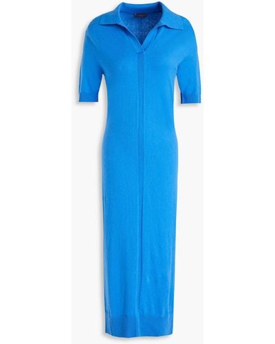 N.Peal Cashmere Cotton And Cashmere-blend Midi Shirt Dress - Blue