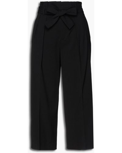 RED Valentino Cropped Pleated Twill Straight-leg Pants - Black