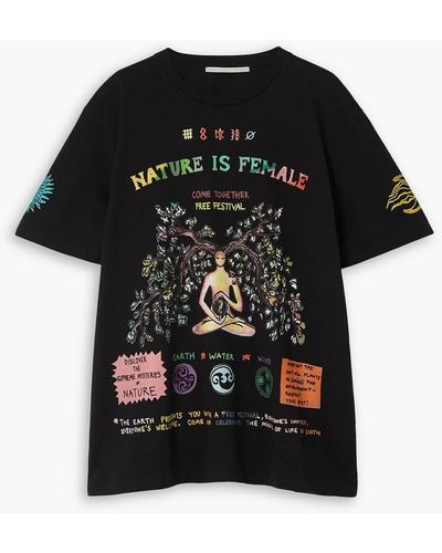 Stella McCartney Nature Is Female Oversized Printed Organic Cotton-jersey T-shirt - Black