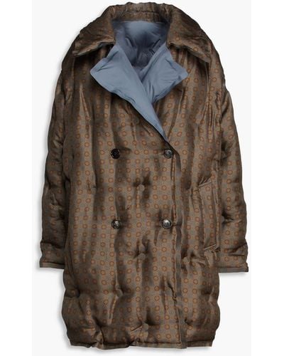 Maison Margiela Reversible Double-breasted Quilted Silk-twill And Shell Coat - Brown