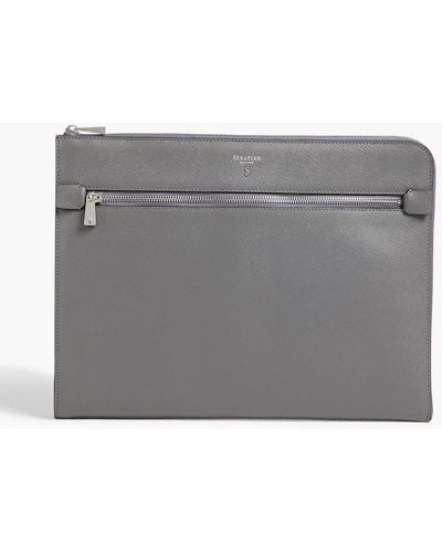 Serapian Textured-leather Document Case - Grey
