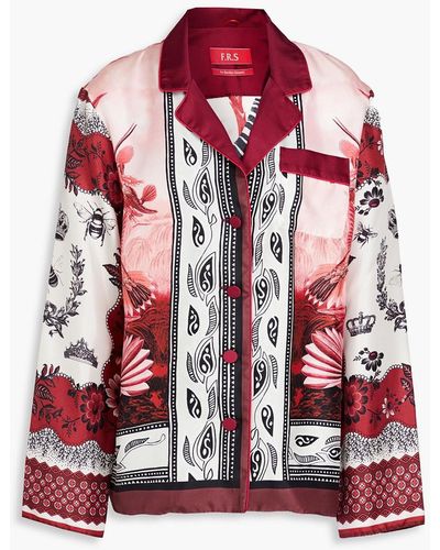 F.R.S For Restless Sleepers Ade Floral-print Silk-twil Shirt - Red