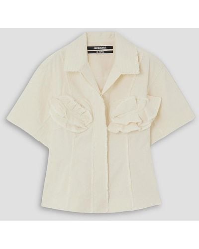 Jacquemus Appliquéd Cotton-canvas Shirt - Natural