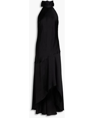 FRAME Pussy-bow Silk-satin Maxi Dress - Black