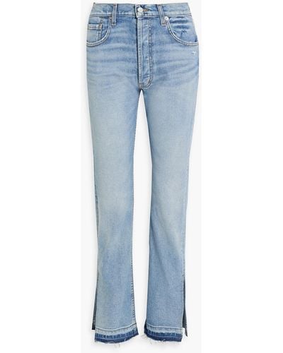 EB DENIM Frayed High-rise Straight-leg Jeans - Blue