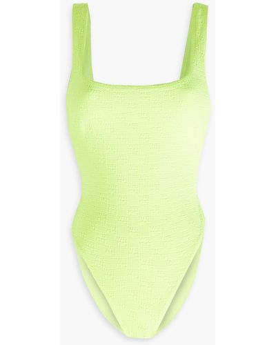 T By Alexander Wang Neon Stretch-jacquard Swimsuit - Yellow