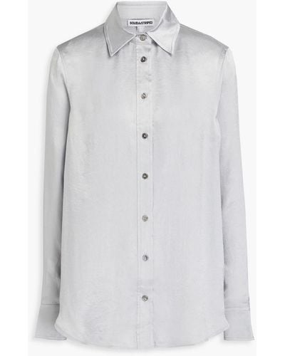 Solid & Striped Oxford hemd aus satin in knitteroptik - Grau