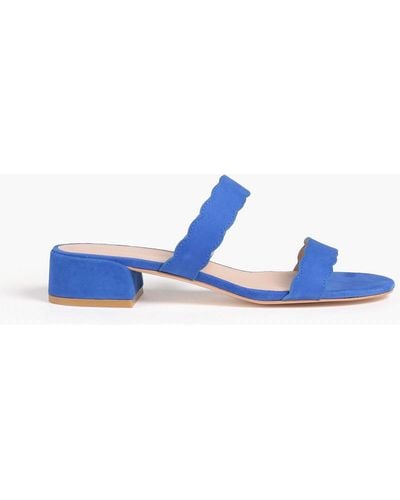 Stuart Weitzman Santorini Scalloped Suede Sandals - Blue