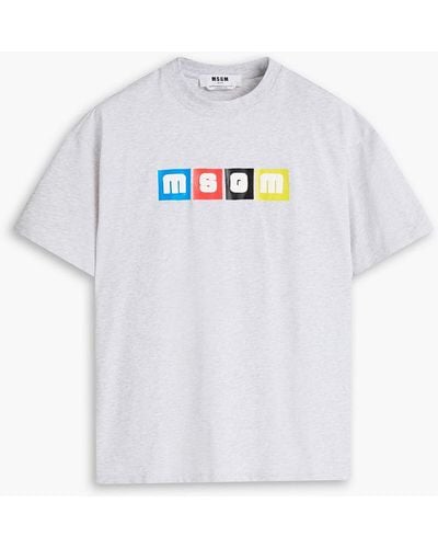 MSGM T-shirt aus baumwoll-jersey mit print - Weiß