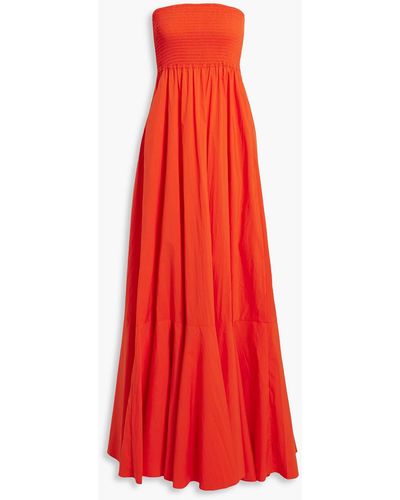 Caroline Constas Haisley Strapless Shir Cotton-blend Poplin Maxi Dress - Red
