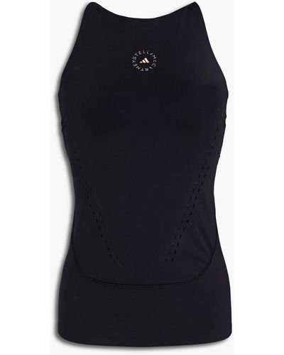 adidas By Stella McCartney Truepurpose bedrucktes tanktop aus perforiertem stretch-jersey - Schwarz