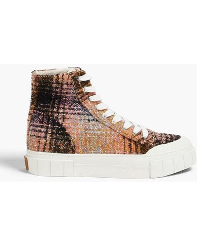 Goodnews Juice Checked Tweed High-top Trainers - Pink