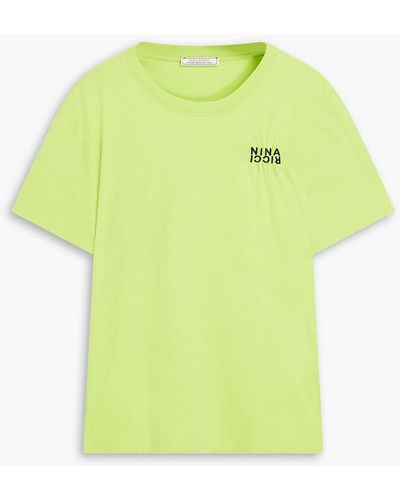 Nina Ricci Embroidered Cotton-jersey T-shirt - Yellow