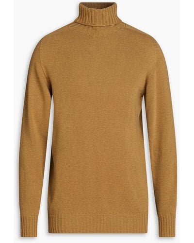 Officine Generale Merino Wool And Cashmere-blend Turtleneck Sweater - Brown