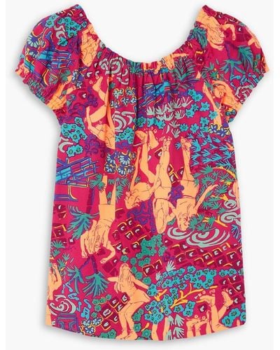 See By Chloé Venice Printed Cotton Top - Red