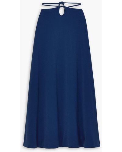 Johanna Ortiz Planeta Oceanico Tie-detailed Stretch-crepe Midi Skirt - Blue