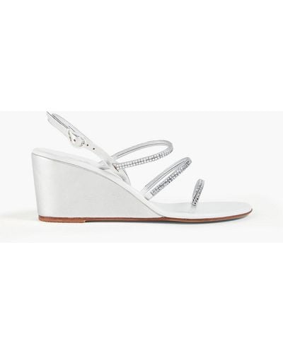 Ancient Greek Sandals Effie Crystal-embellished Leather Wedge Sandals - White