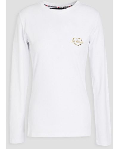 Love Moschino Appliquéd Stretch-cotton Jersey Top - White