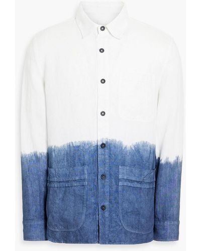 120% Lino Dip-dyed Linen Shirt - Blue