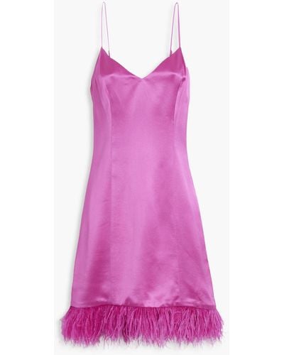 Cami NYC Roxanne Feather-trimmed Satin Mini Dress - Pink