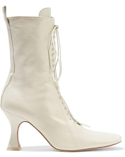 Miista Yana Leather Ankle Boots - White
