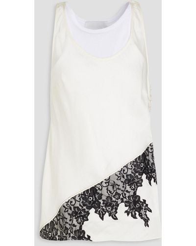 3.1 Phillip Lim Lace-trimmed Layered Cotton-jersey And Satin Tank - White