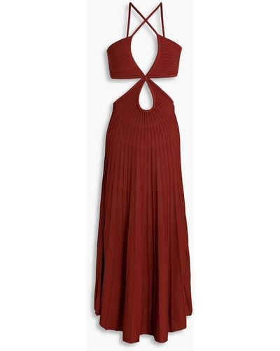 Cult Gaia Ottilia Cutout Ribbed-knit Midi Dress - Red