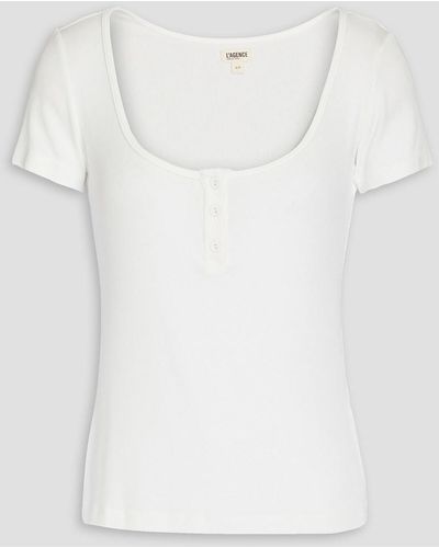 L'Agence Violet Ribbed Stretch-micro Modal Jersey Top - White