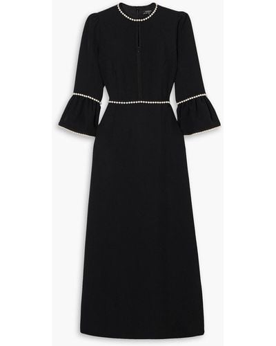 Andrew Gn Faux Pearl-embellished Crepe Midi Dress - Black