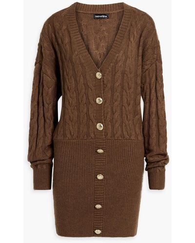 retroféte Tala Ribbed And Cable-knit Mini Dress - Brown