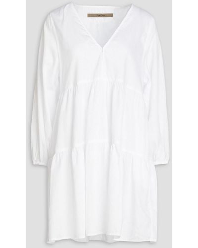 Enza Costa Tiered Cotton-poplin Mini Dress - White