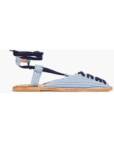 Zimmermann Lace-up Quilted Canvas Slippers - Blue