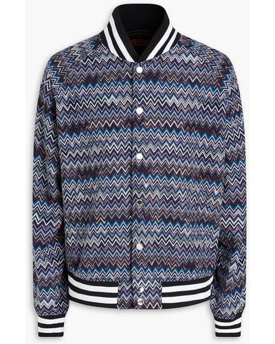 Missoni Crochet-knit Cotton-blend Bomber Jacket - Blue