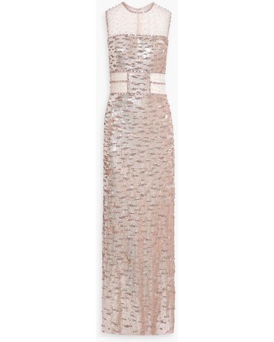 Jenny Packham Nixie Sequined Tulle Gown - Natural