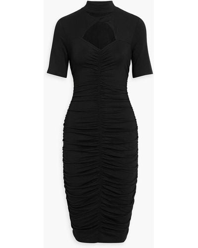Walter Baker Cutout Ruched French Terry Dress - Black