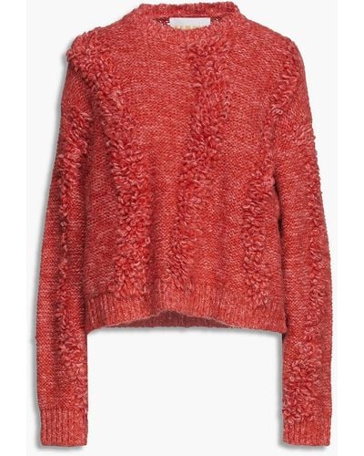 REMAIN Birger Christensen Demi melierter strickpullover mit bouclé-besatz - Rot