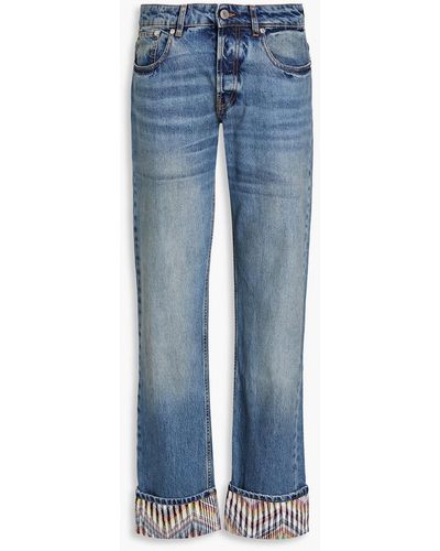 Missoni Embroidered Mid-rise Tapered Jeans - Blue