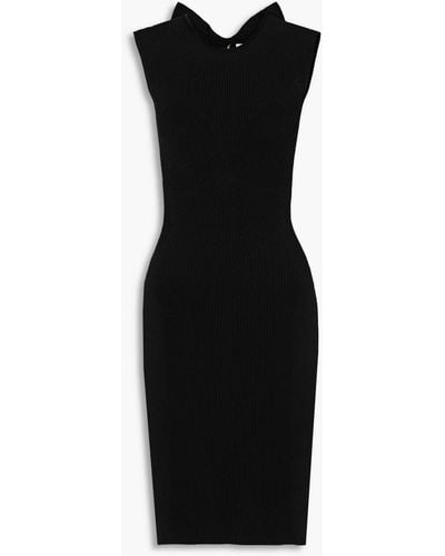AZ FACTORY Mybody Bow-embellished Ribbed-knit Dress - Black