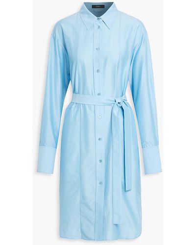JOSEPH Daxtona Cotton And Silk-blend Midi Shirt Dress - Blue