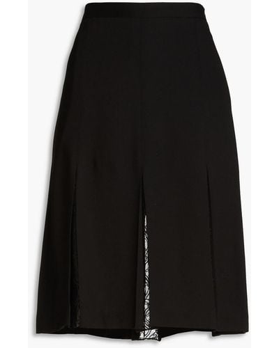 Boutique Moschino Lace-paneled Crepe Skirt - Black