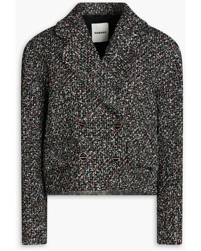 Sandro Zazie doppelreihige jacke aus metallic-tweed - Schwarz