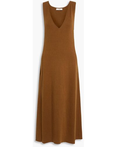 Tibi Cotton And Lyocell-blend Midi Dress - Brown