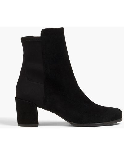 Stuart Weitzman Ankle boots aus stretch-jersey und veloursleder - Schwarz