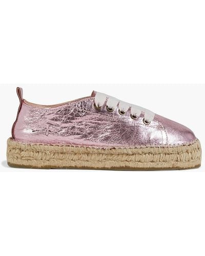 Manebí Hamptons Metallic Cracked-leather Espadrille Sneakers - Pink