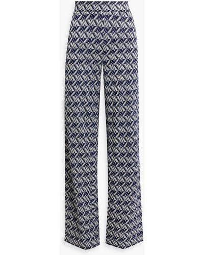 Stine Goya Magic Metallic Jacquard-knit Wide-leg Trousers - Blue