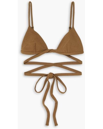 Matteau Wrap Crinkled Triangle Bikini Top - Brown