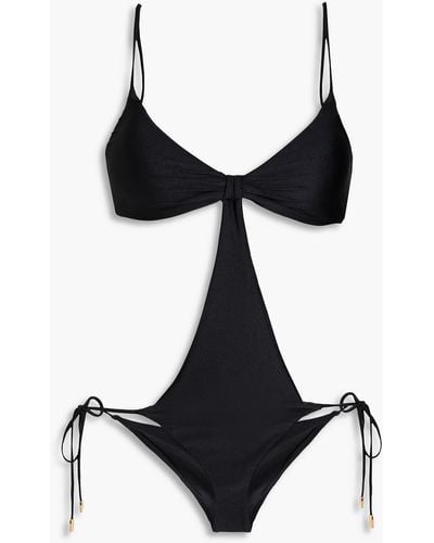 Cult Gaia Teo Tie-detailed Cutout Swimsuit - Black