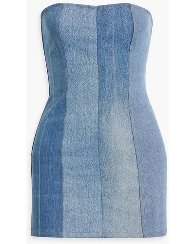 EB DENIM Strapless Denim Mini Dress - Blue